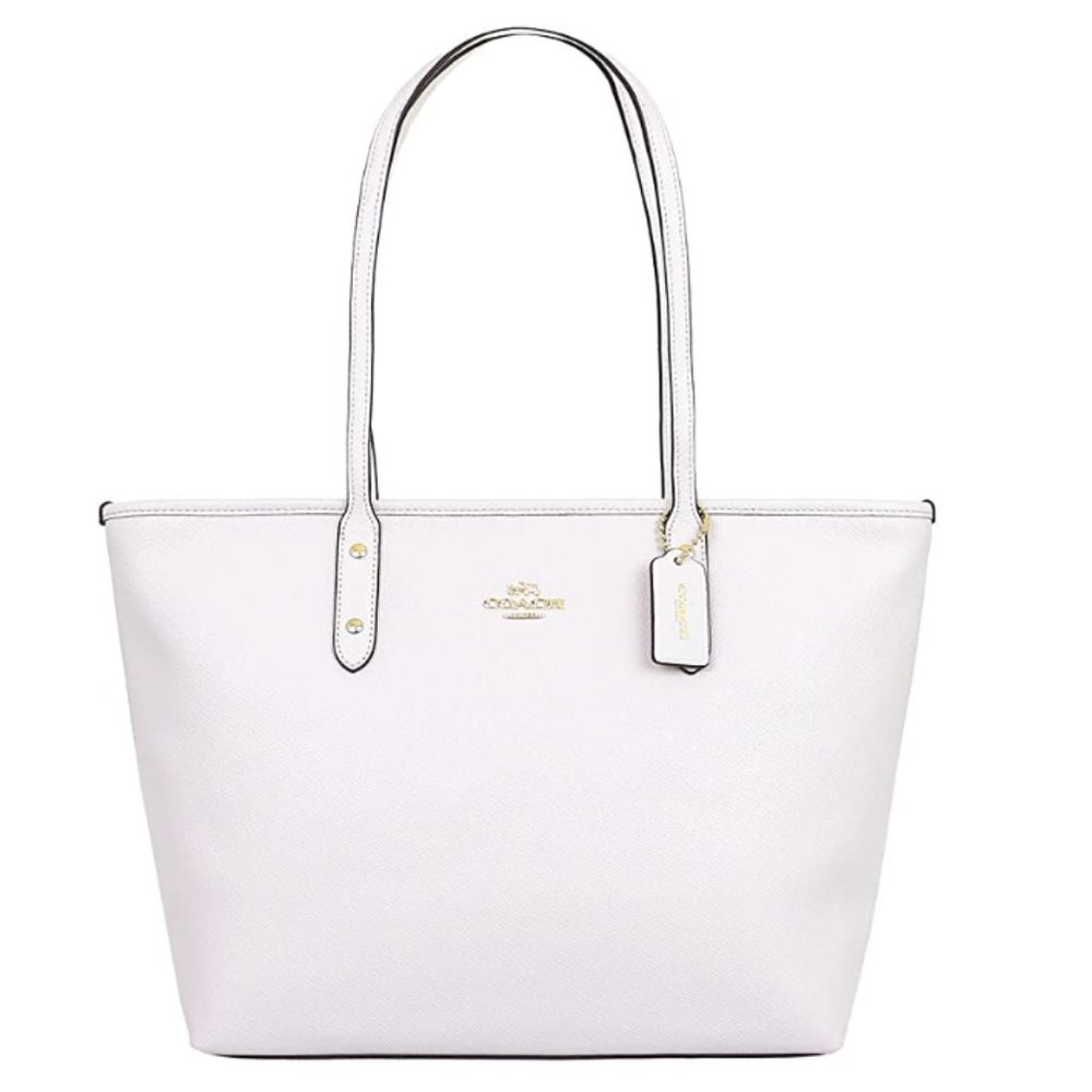 Coach Tote, white with black trim